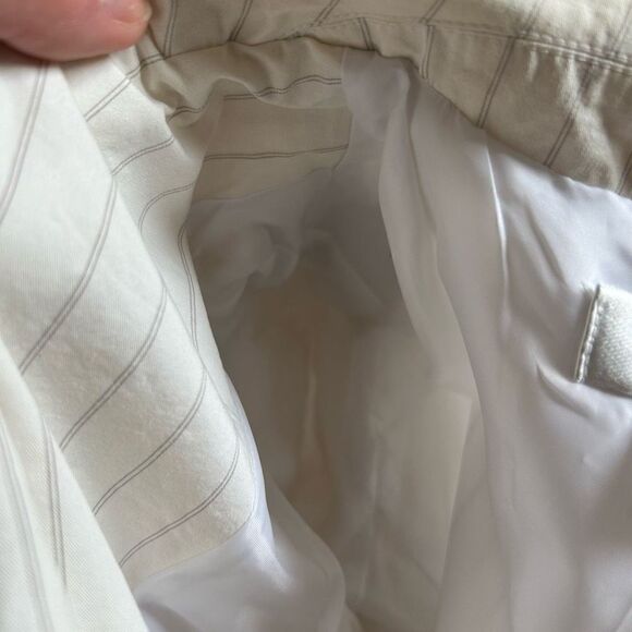 Ann Taylor LOFT 0petite off white pinstriped shirt cotton blend jacket vintage - Picture 10 of 12